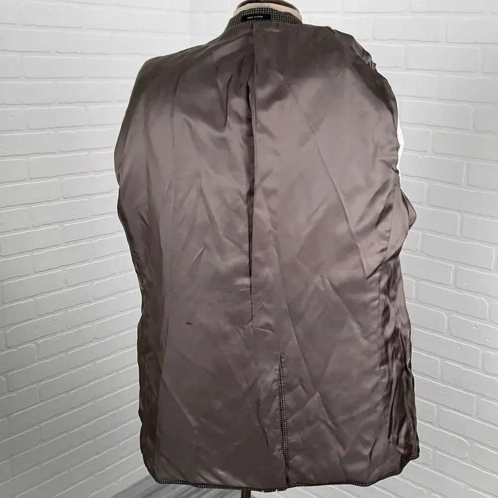 Chaps Blazer Men 48L‎ Gray Gold Prince Edward Plaid Silk Career Classic Party